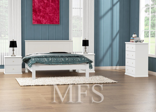 KING SINGLE ELISE BED - WHITE