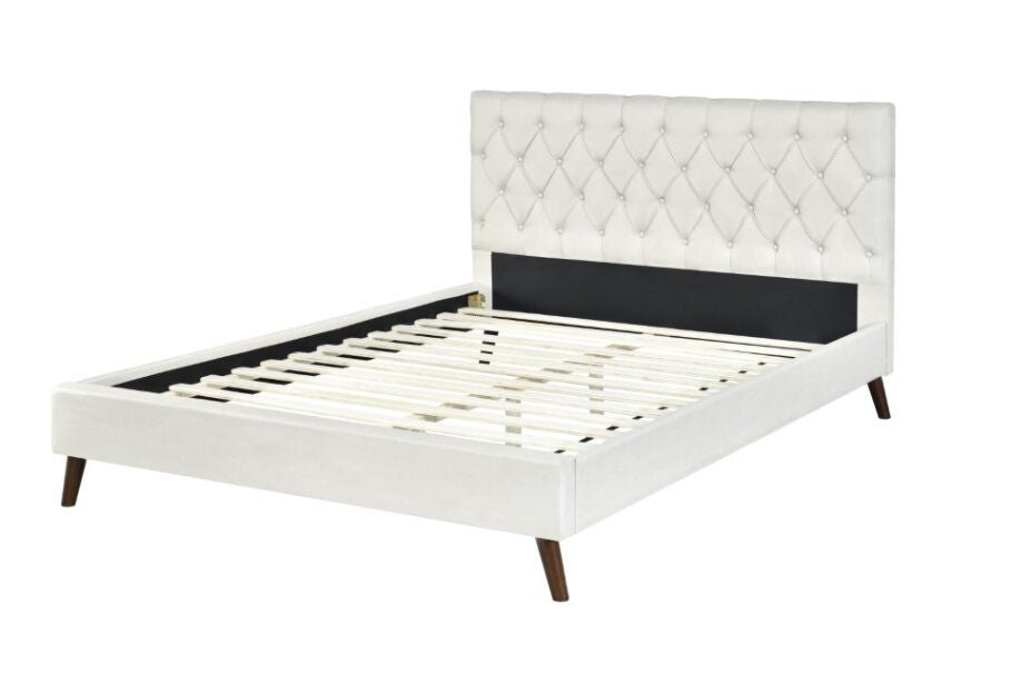 QUEEN SPENCER FABRIC BED - CREAM